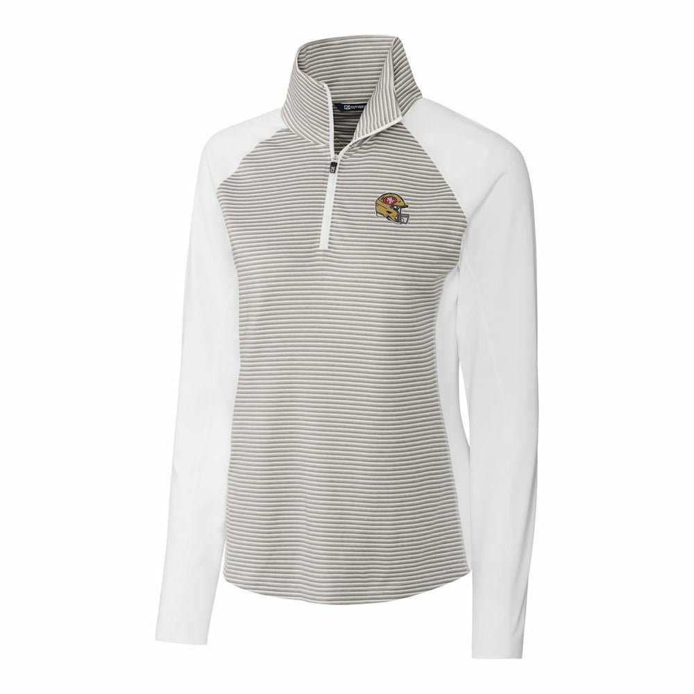 Cutter & Buck Women's Helmet Logo DryTec Forge Tonal Stripe Stretch Half-Zip Top - San Francisco 49ers