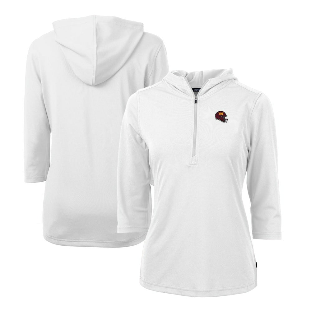 Cutter & Buck Women's Helmet Logo DryTec Virtue Eco Pique Recycled Half-Zip Pullover Hoodie - Washington Commanders