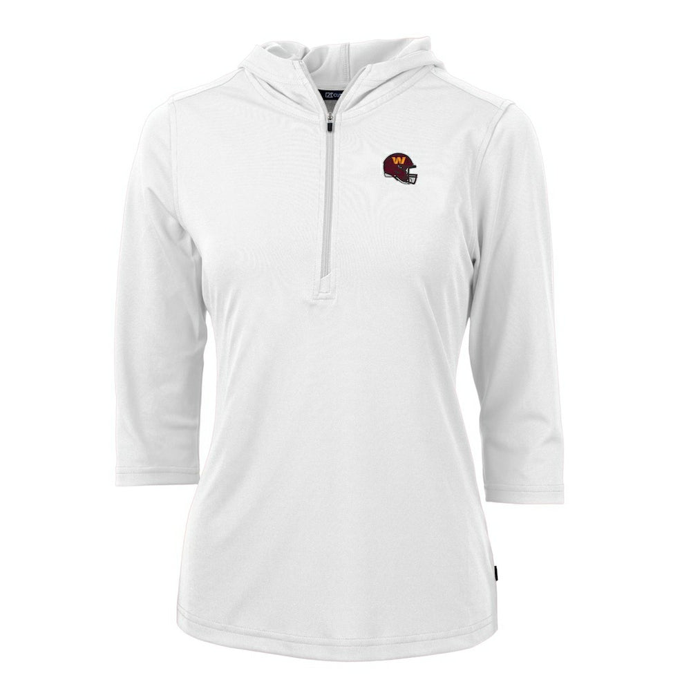 Cutter & Buck Women's Helmet Logo DryTec Virtue Eco Pique Recycled Half-Zip Pullover Hoodie - Washington Commanders