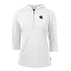 Cutter & Buck Women's Helmet Logo DryTec Virtue Eco Pique Recycled Half-Zip Pullover Hoodie - Washington Commanders
