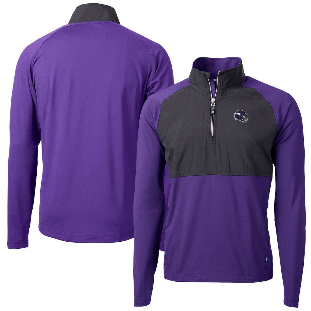 Cutter & Buck Helmet Adapt Eco Knit Hybrid Recycled Quarter-Zip Pullover Top - Minnesota Vikings