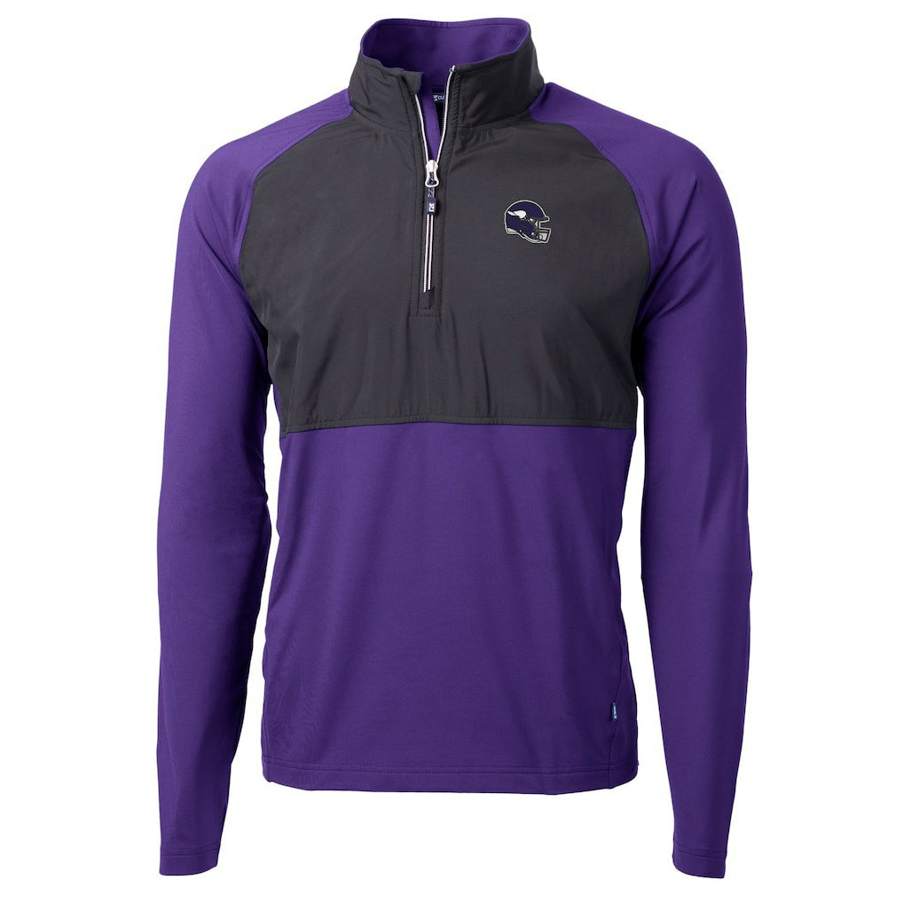 Cutter & Buck Helmet Adapt Eco Knit Hybrid Recycled Quarter-Zip Pullover Top - Minnesota Vikings
