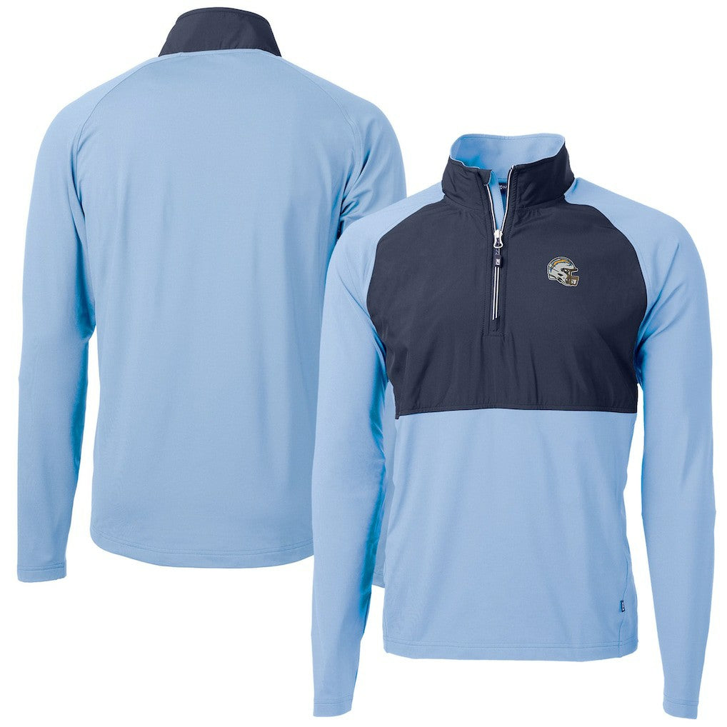Cutter & Buck Helmet Adapt Eco Knit Hybrid Recycled Quarter-Zip Pullover Top - Los Angeles Chargers