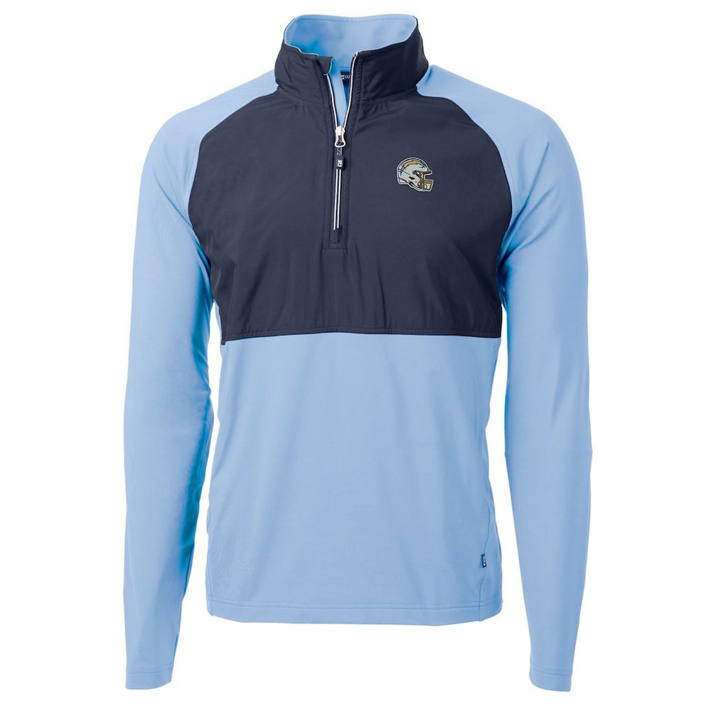 Cutter & Buck Helmet Adapt Eco Knit Hybrid Recycled Quarter-Zip Pullover Top - Los Angeles Chargers