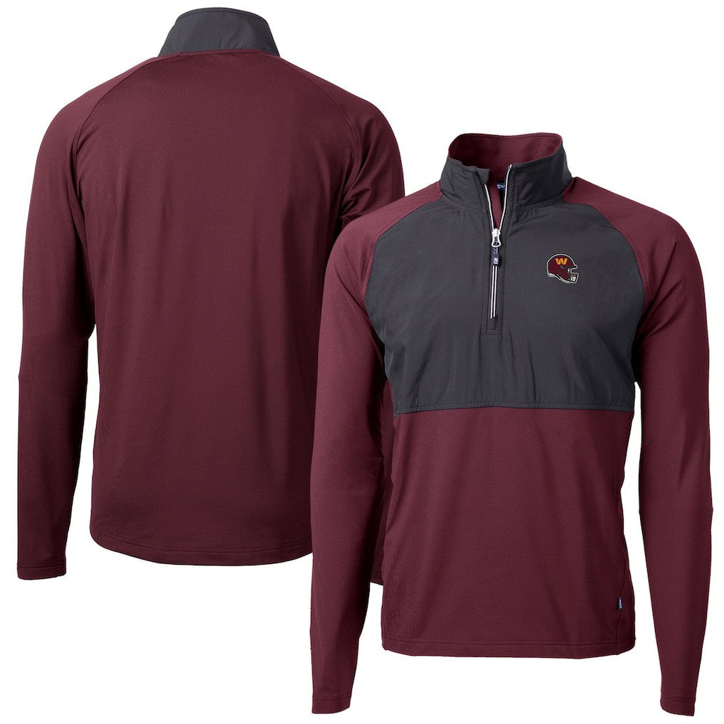 Cutter & Buck Helmet Adapt Eco Knit Hybrid Recycled Quarter-Zip Pullover Top - Washington Commanders