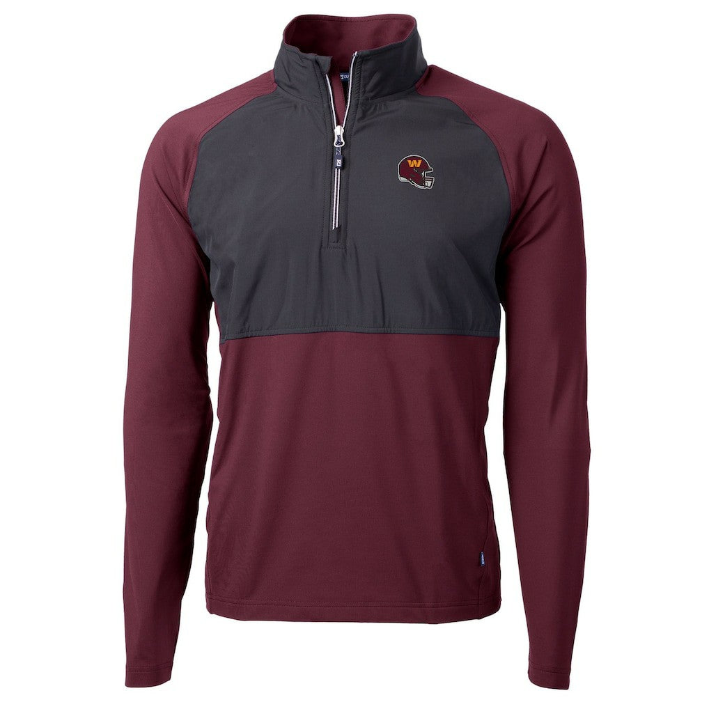 Cutter & Buck Helmet Adapt Eco Knit Hybrid Recycled Quarter-Zip Pullover Top - Washington Commanders