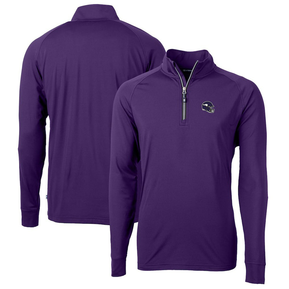 Cutter & Buck Helmet Adapt Eco Knit Stretch Recycled Quarter-Zip Pullover Top - Minnesota Vikings