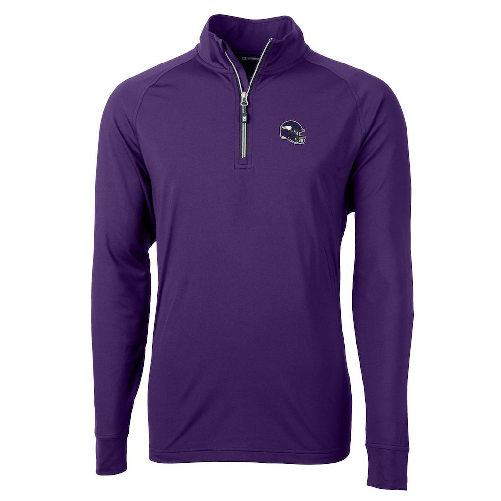 Cutter & Buck Helmet Adapt Eco Knit Stretch Recycled Quarter-Zip Pullover Top - Minnesota Vikings