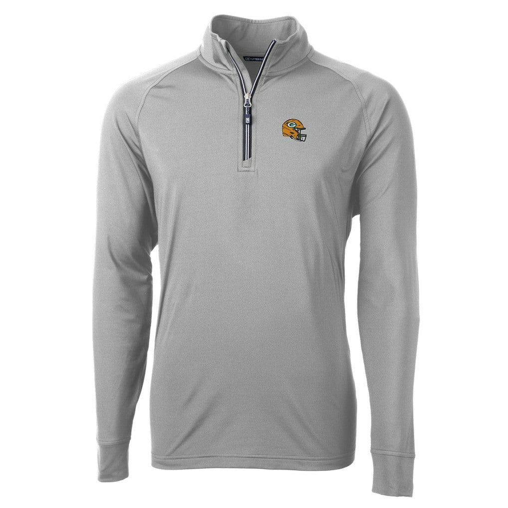 Cutter & Buck Helmet Adapt Eco Knit Stretch Recycled Quarter-Zip Pullover Top - Green Bay Packers