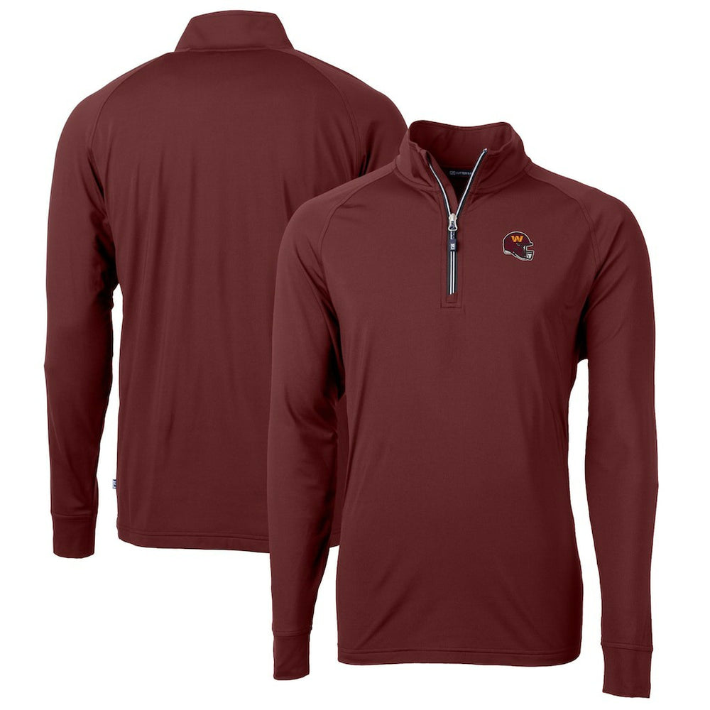 Cutter & Buck Helmet Adapt Eco Knit Stretch Recycled Quarter-Zip Pullover Top - Washington Commanders