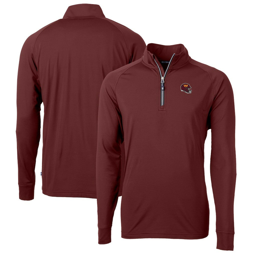 Cutter & Buck Helmet Adapt Eco Knit Stretch Recycled Quarter-Zip Pullover Top - Washington Commanders