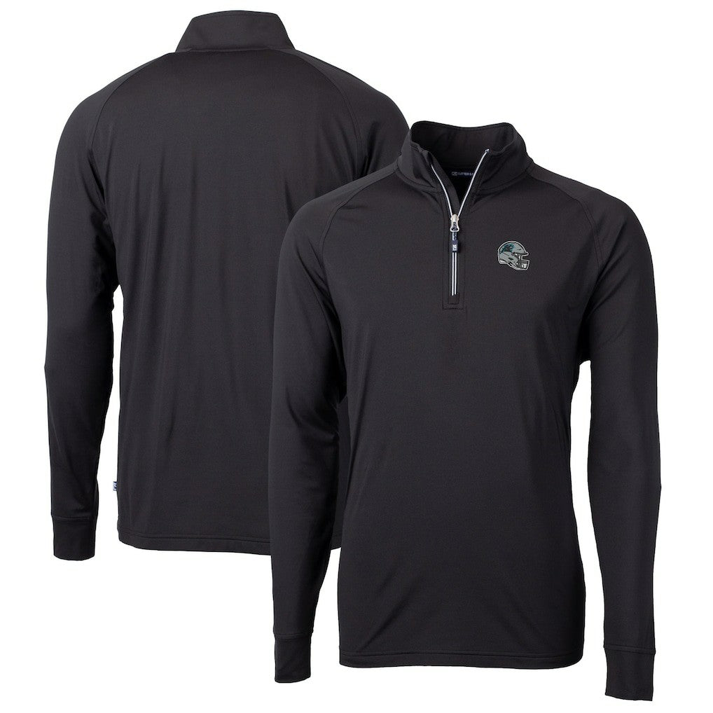 Cutter & Buck Helmet Adapt Eco Knit Stretch Recycled Quarter-Zip Pullover Top - Carolina Panthers