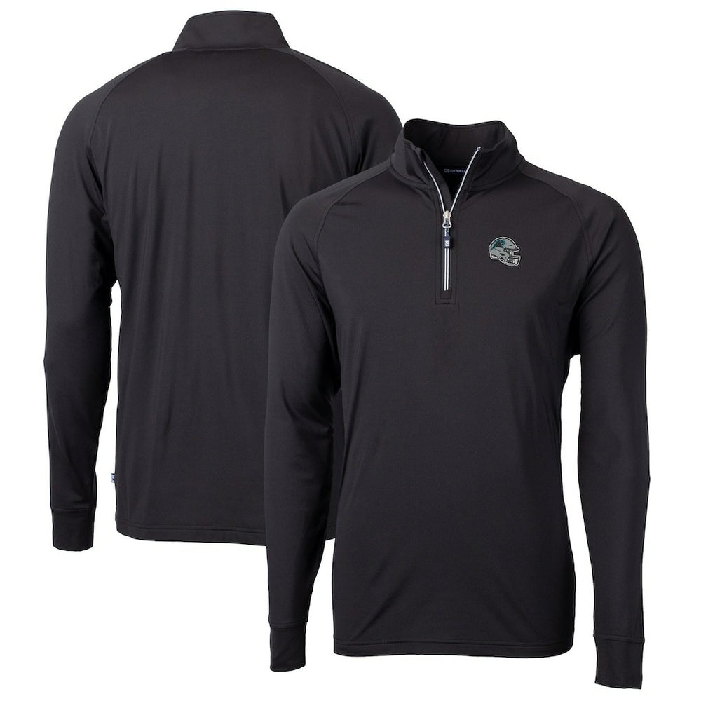 Cutter & Buck Helmet Adapt Eco Knit Stretch Recycled Quarter-Zip Pullover Top - Carolina Panthers