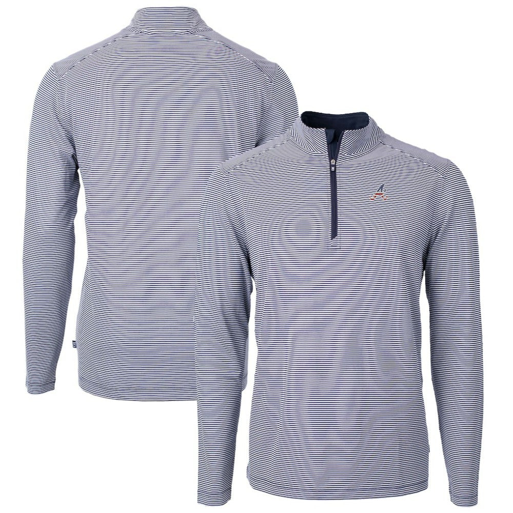 MLB Atlanta Braves Cutter & Buck Americana Logo Big & Tall Virtue Eco Pique Recycled Quarter-Zip Pullover Top