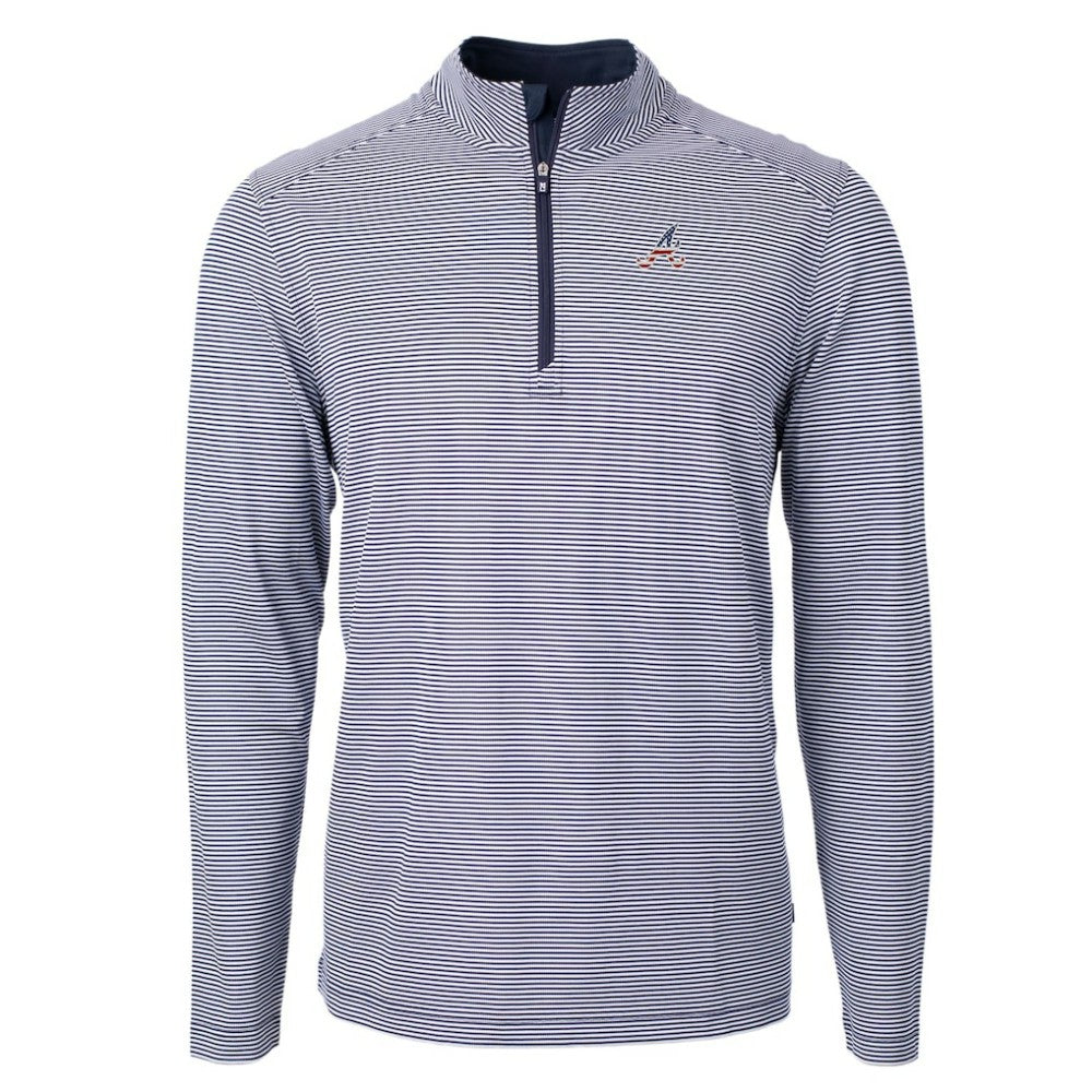 MLB Atlanta Braves Cutter & Buck Americana Logo Big & Tall Virtue Eco Pique Recycled Quarter-Zip Pullover Top