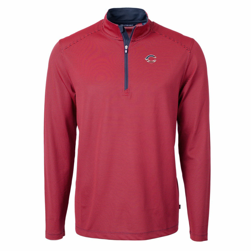 MLB Cincinnati Reds Cutter & Buck Americana Logo Big & Tall Virtue Eco Pique Recycled Quarter-Zip Pullover Top