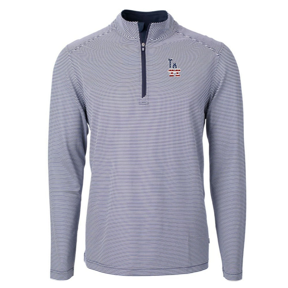 MLB Los Angeles Dodgers Cutter & Buck Americana Logo Big & Tall Virtue Eco Pique Recycled Quarter-Zip Pullover Top
