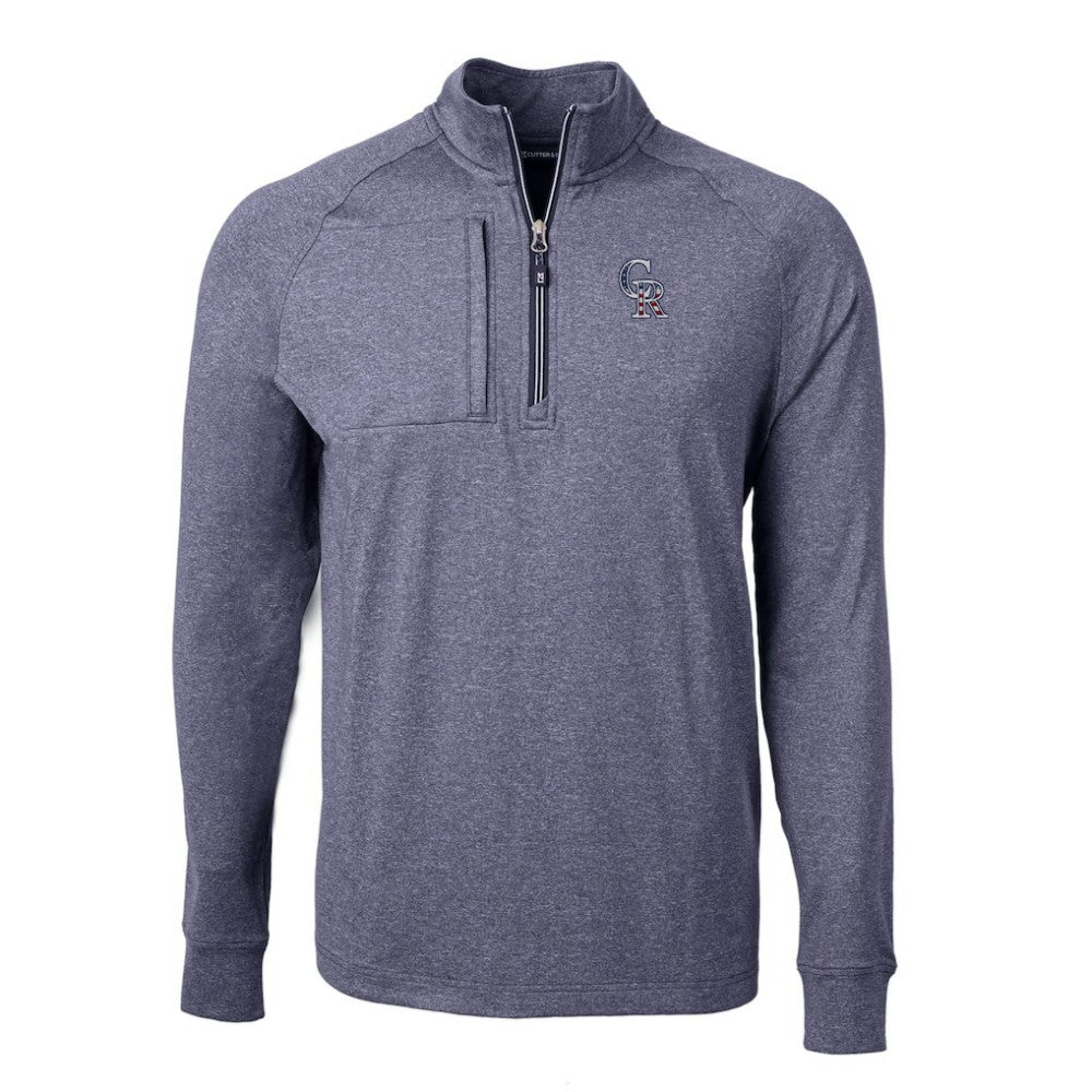 MLB Colorado Rockies Cutter & Buck Americana Logo Big & Tall Adapt Eco Knit Stretch Recycled Quarter-Zip Pullover Top