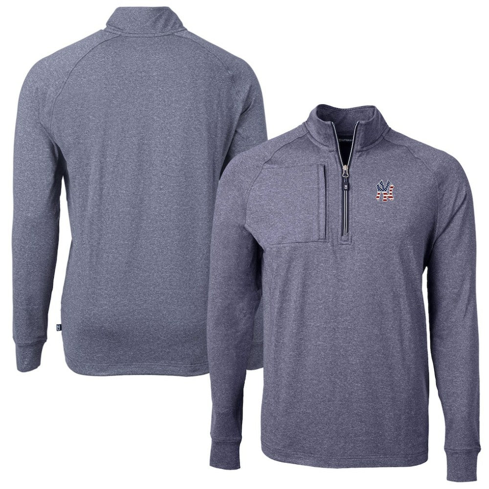 MLB New York Yankees Cutter & Buck Americana Logo Big & Tall Adapt Eco Knit Stretch Recycled Quarter-Zip Pullover Top