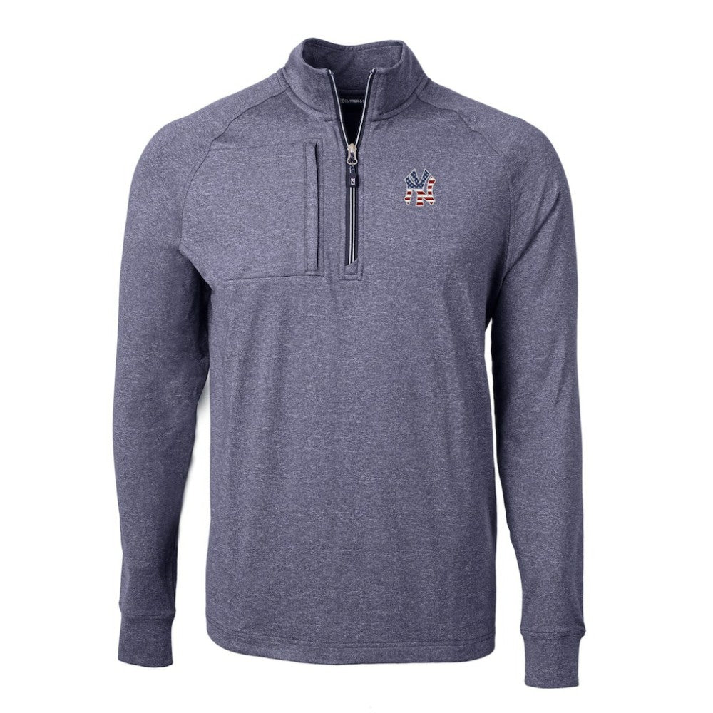 MLB New York Yankees Cutter & Buck Americana Logo Big & Tall Adapt Eco Knit Stretch Recycled Quarter-Zip Pullover Top