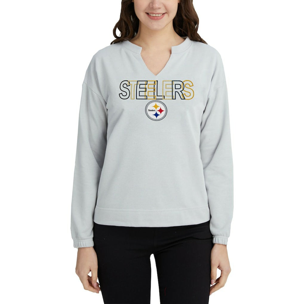Concepts Sport Women's Sunray Notch Neck Long Sleeve Top - Pittsburgh Steelers