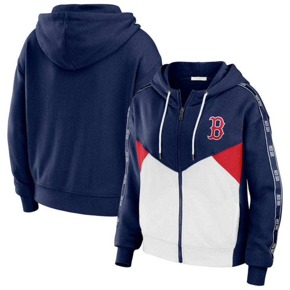 MLB Boston Red Sox WEAR by Erin Andrews Women's  Color Block Full-Zip Hoodie