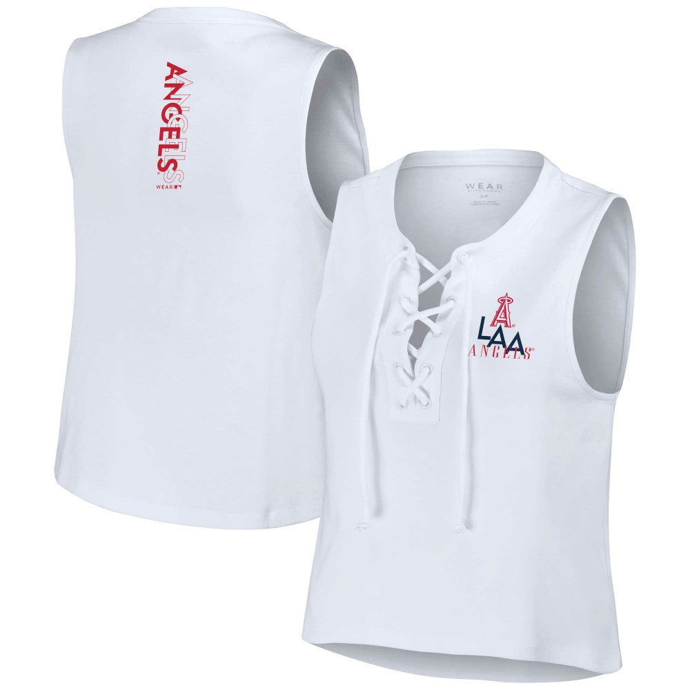 MLB Los Angeles Angels WEAR by Erin Andrews Women's Lace-Up Tank Top