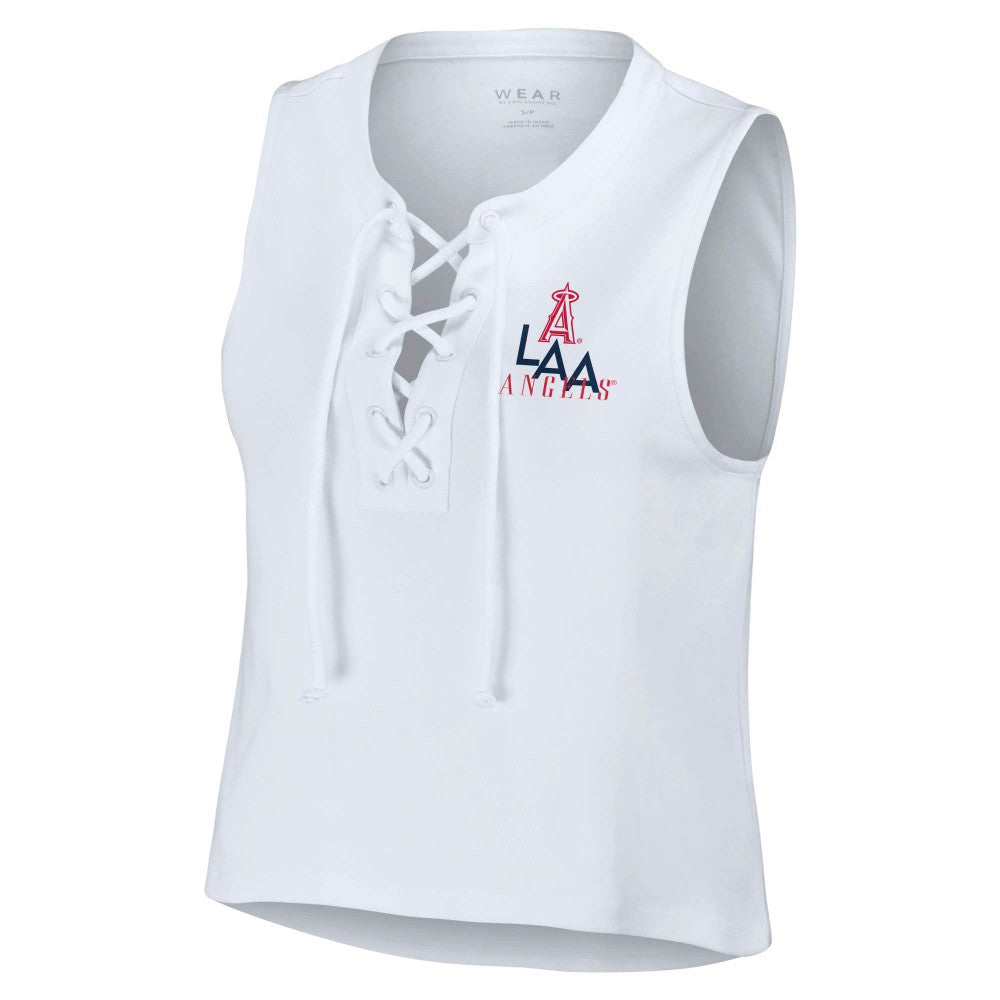 MLB Los Angeles Angels WEAR by Erin Andrews Women's Lace-Up Tank Top