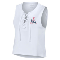 MLB Los Angeles Angels WEAR by Erin Andrews Women's Lace-Up Tank Top
