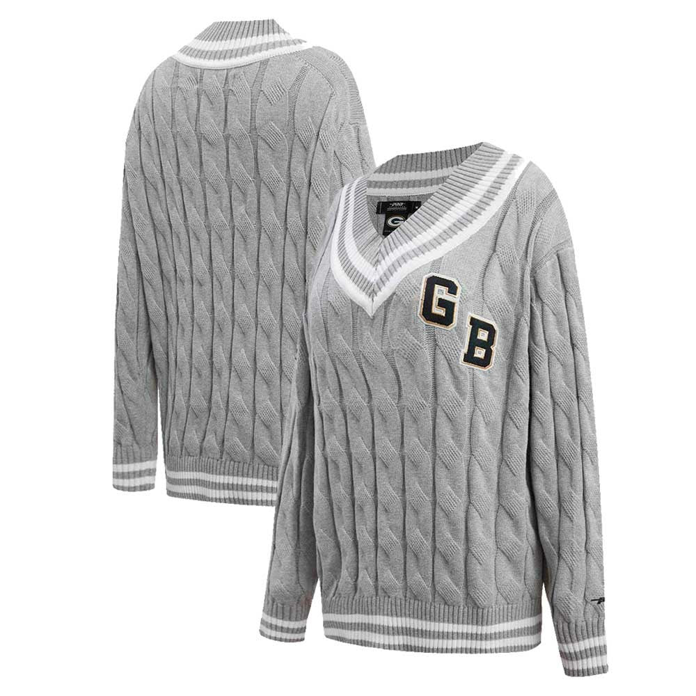 Pro Standard Women's Prep V-Neck Pullover Sweater - Green Bay Packers