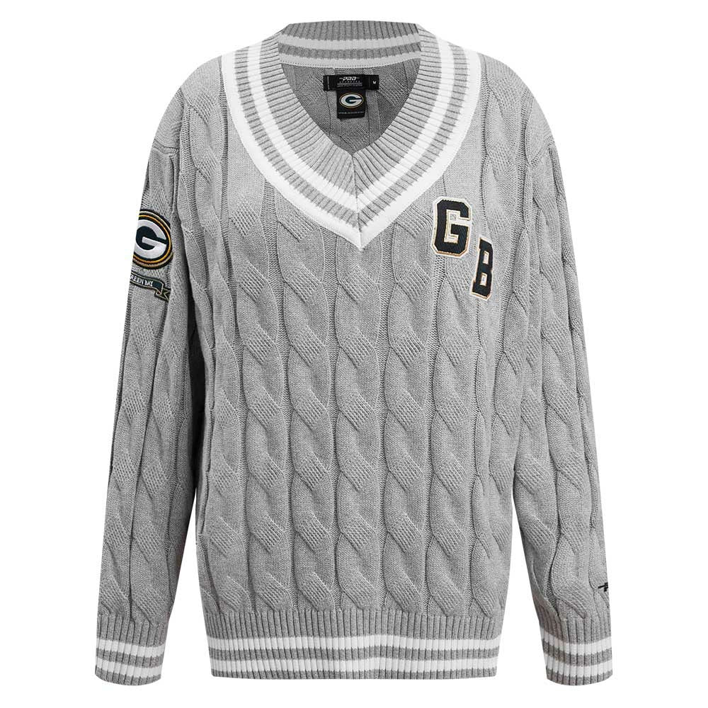 Pro Standard Women's Prep V-Neck Pullover Sweater - Green Bay Packers