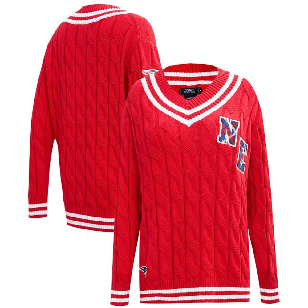 Pro Standard Women's Prep V-Neck Pullover Sweater - New England Patriots