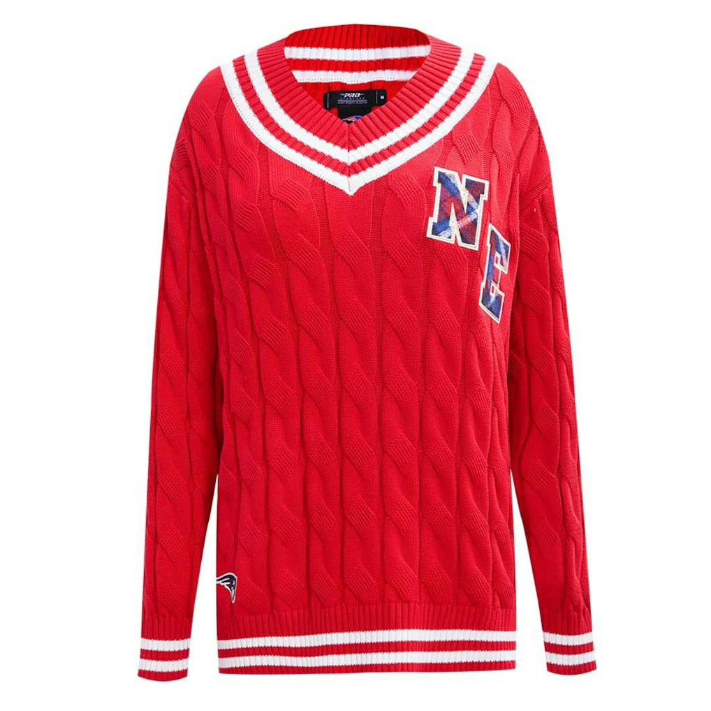 Pro Standard Women's Prep V-Neck Pullover Sweater - New England Patriots