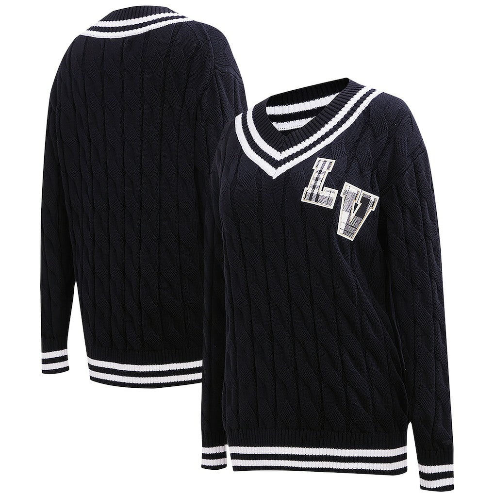 Pro Standard Women's Prep V-Neck Pullover Sweater - Las Vegas Raiders
