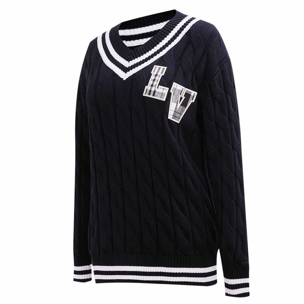 Pro Standard Women's Prep V-Neck Pullover Sweater - Las Vegas Raiders
