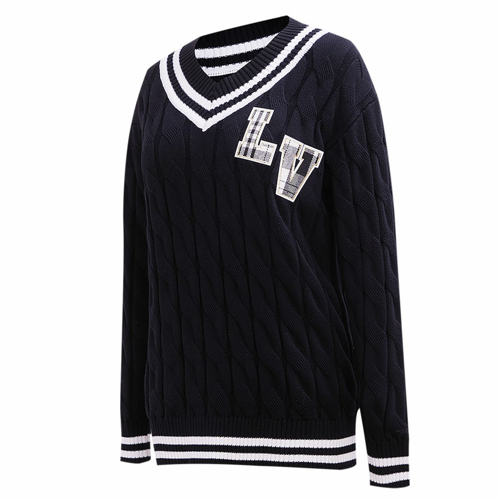 Pro Standard Women's Prep V-Neck Pullover Sweater - Las Vegas Raiders