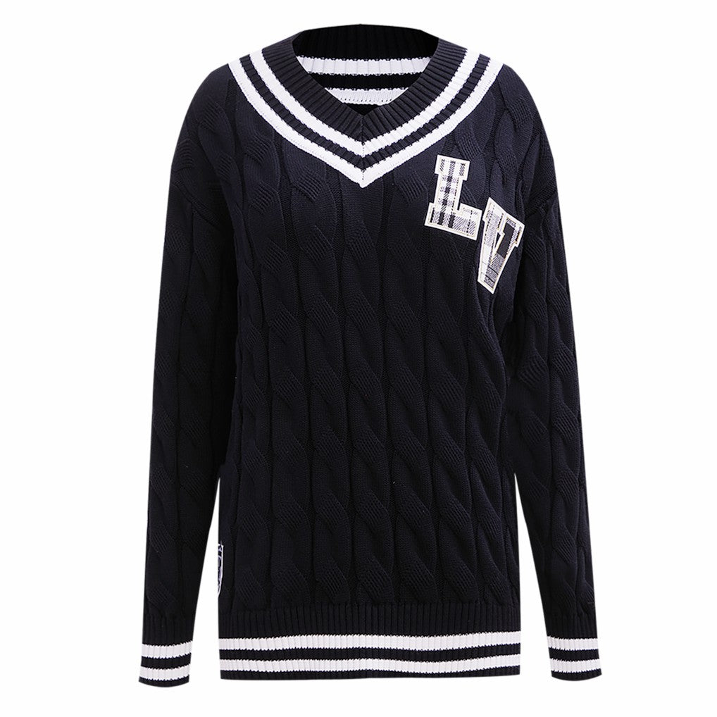 Pro Standard Women's Prep V-Neck Pullover Sweater - Las Vegas Raiders