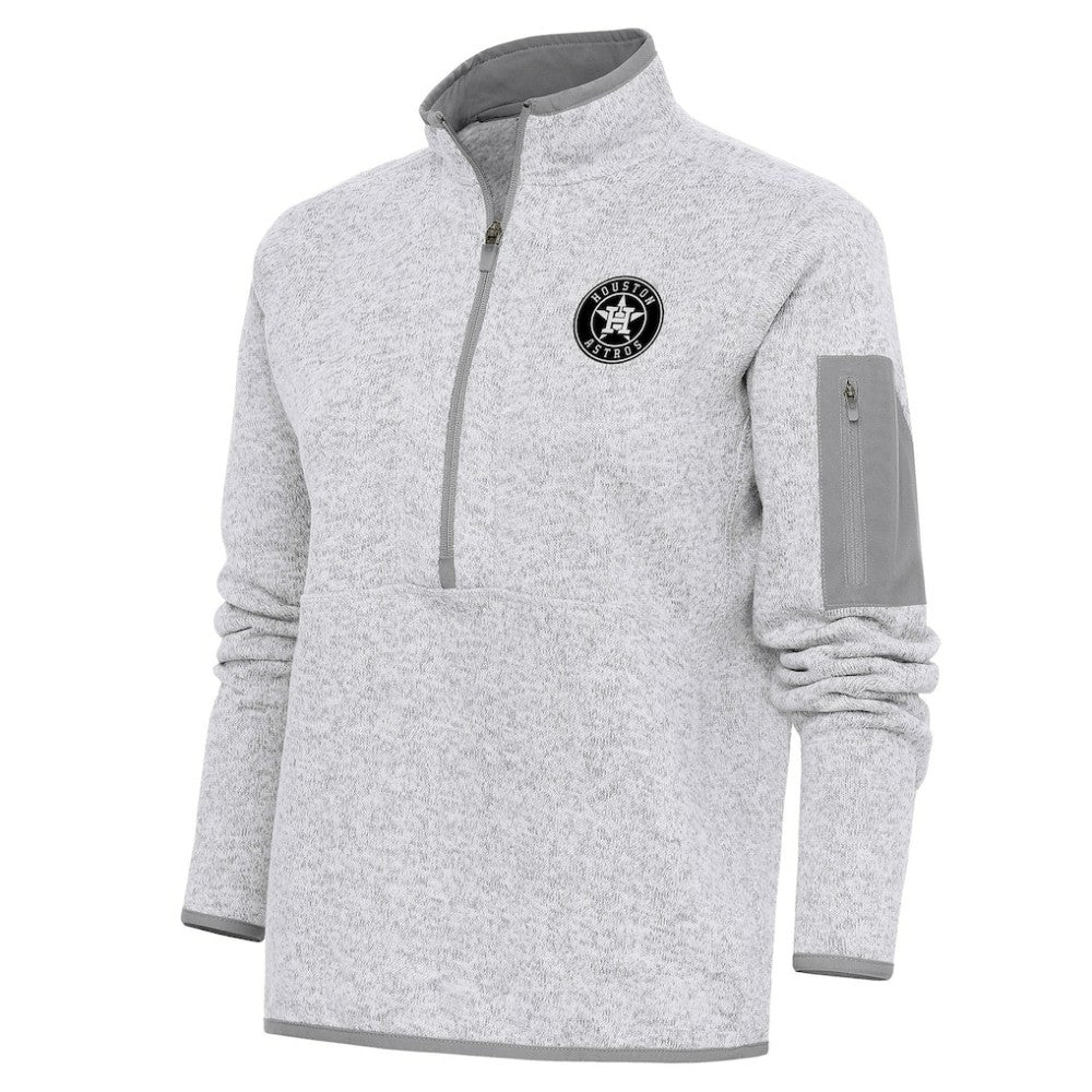 MLB Houston Astros Antigua Women's Brushed Metallic Fortune Half-Zip Pullover Jacket