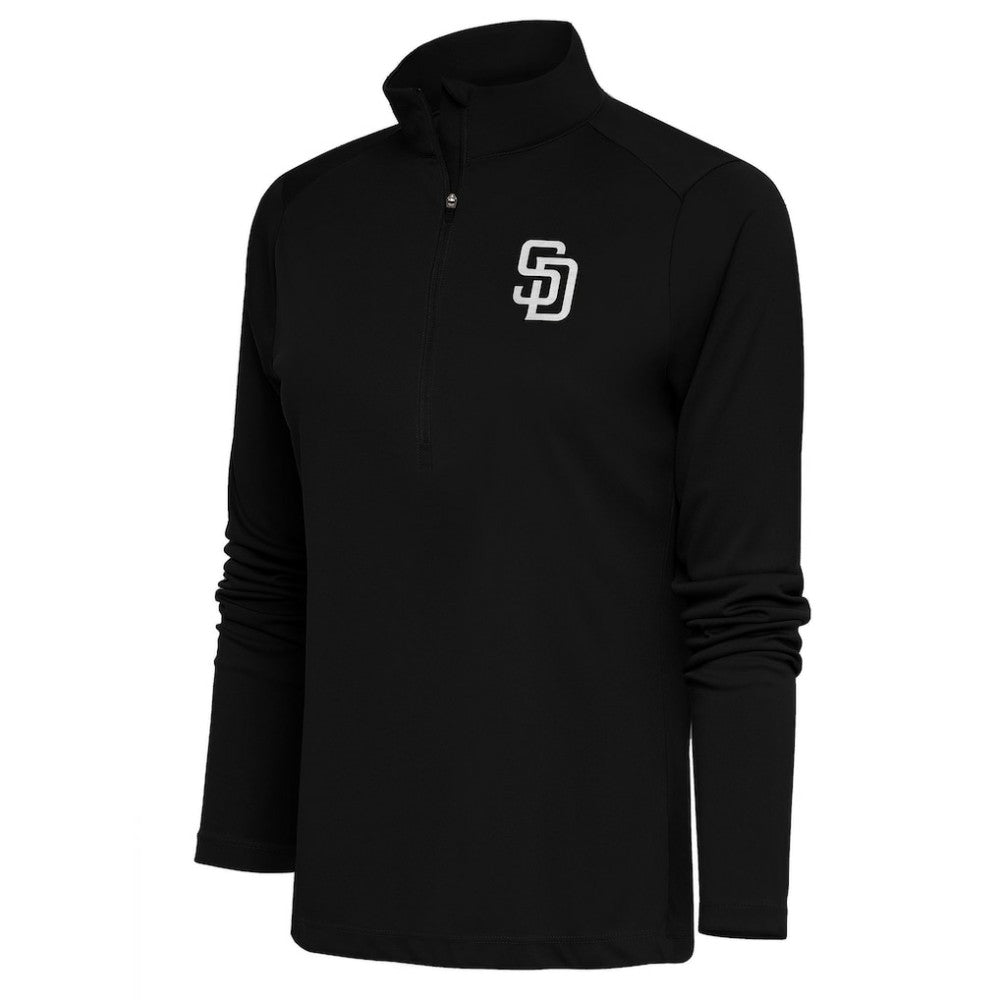 MLB San Diego Padres Antigua Women's Brushed Metallic Tribute Half-Zip Pullover Top