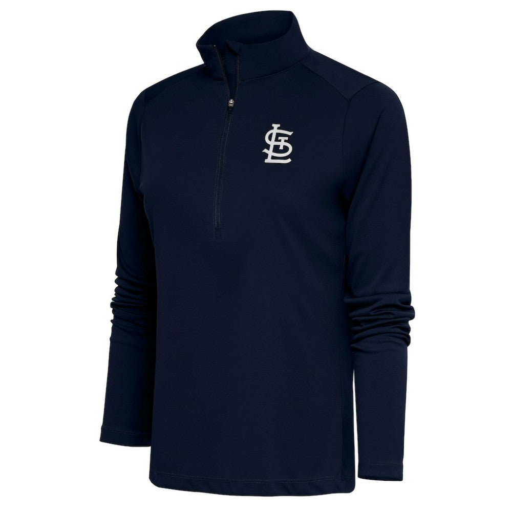 MLB St. Louis Cardinals Antigua Women's Brushed Metallic Tribute Half-Zip Pullover Top