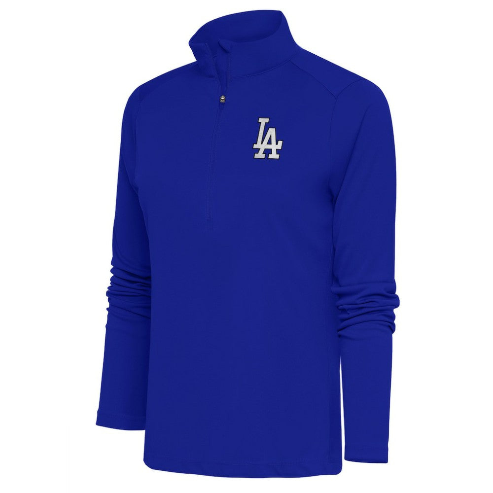 MLB Los Angeles Dodgers Antigua Women's Brushed Metallic Tribute Half-Zip Pullover Top