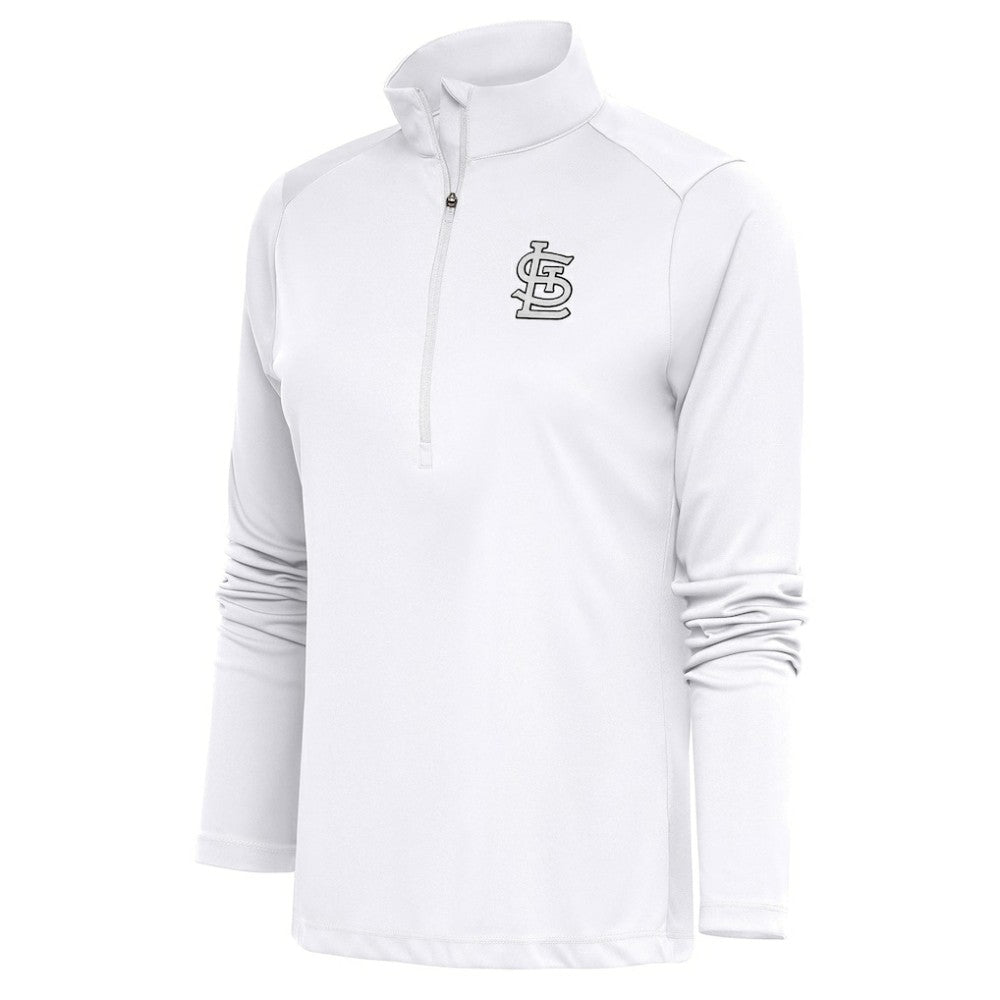 MLB St. Louis Cardinals Antigua Women's Brushed Metallic Tribute Half-Zip Pullover Top