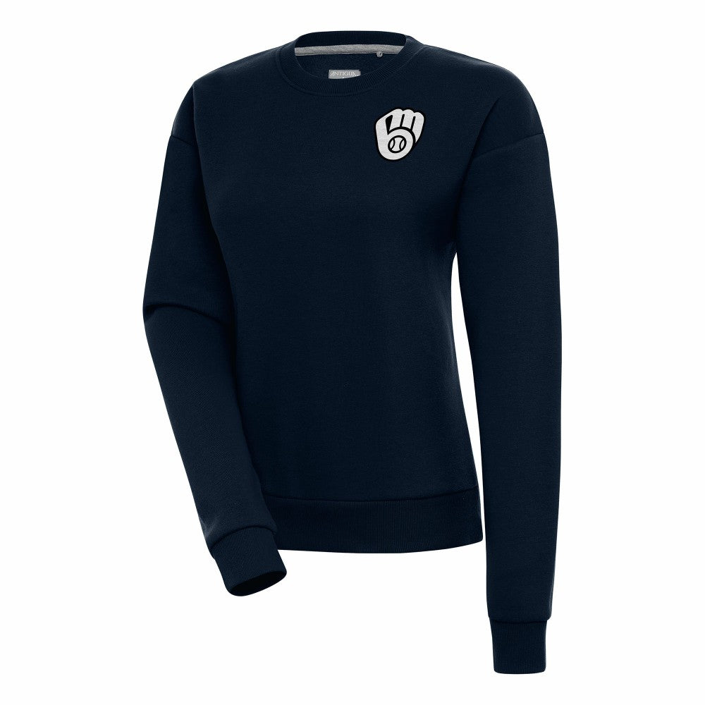 MLB Milwaukee Brewers Antigua Women's Brushed Metallic Victory Pullover Sweatshirt
