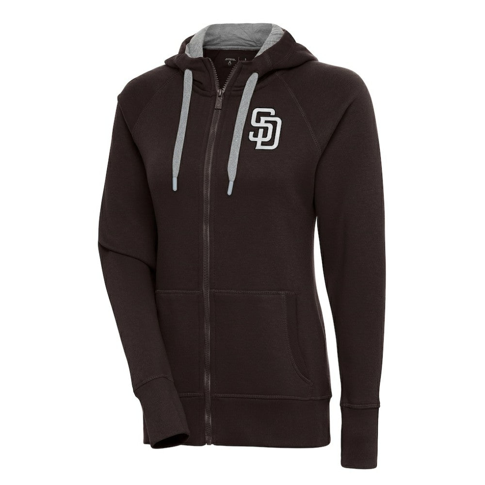 MLB San Diego Padres Antigua Women's Brushed Metallic Victory Full-Zip Hoodie