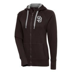 MLB San Diego Padres Antigua Women's Brushed Metallic Victory Full-Zip Hoodie