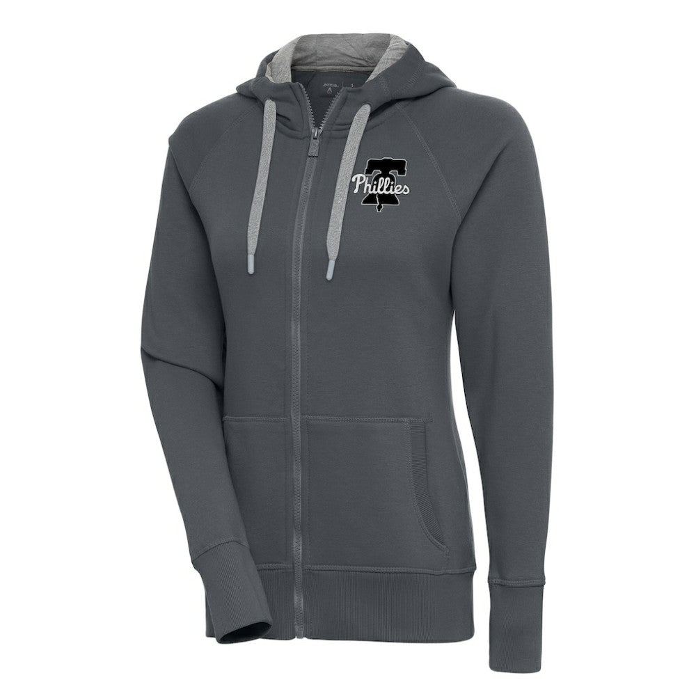 MLB Philadelphia Phillies Antigua Women's Brushed Metallic Victory Full-Zip Hoodie