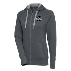 MLB Philadelphia Phillies Antigua Women's Brushed Metallic Victory Full-Zip Hoodie