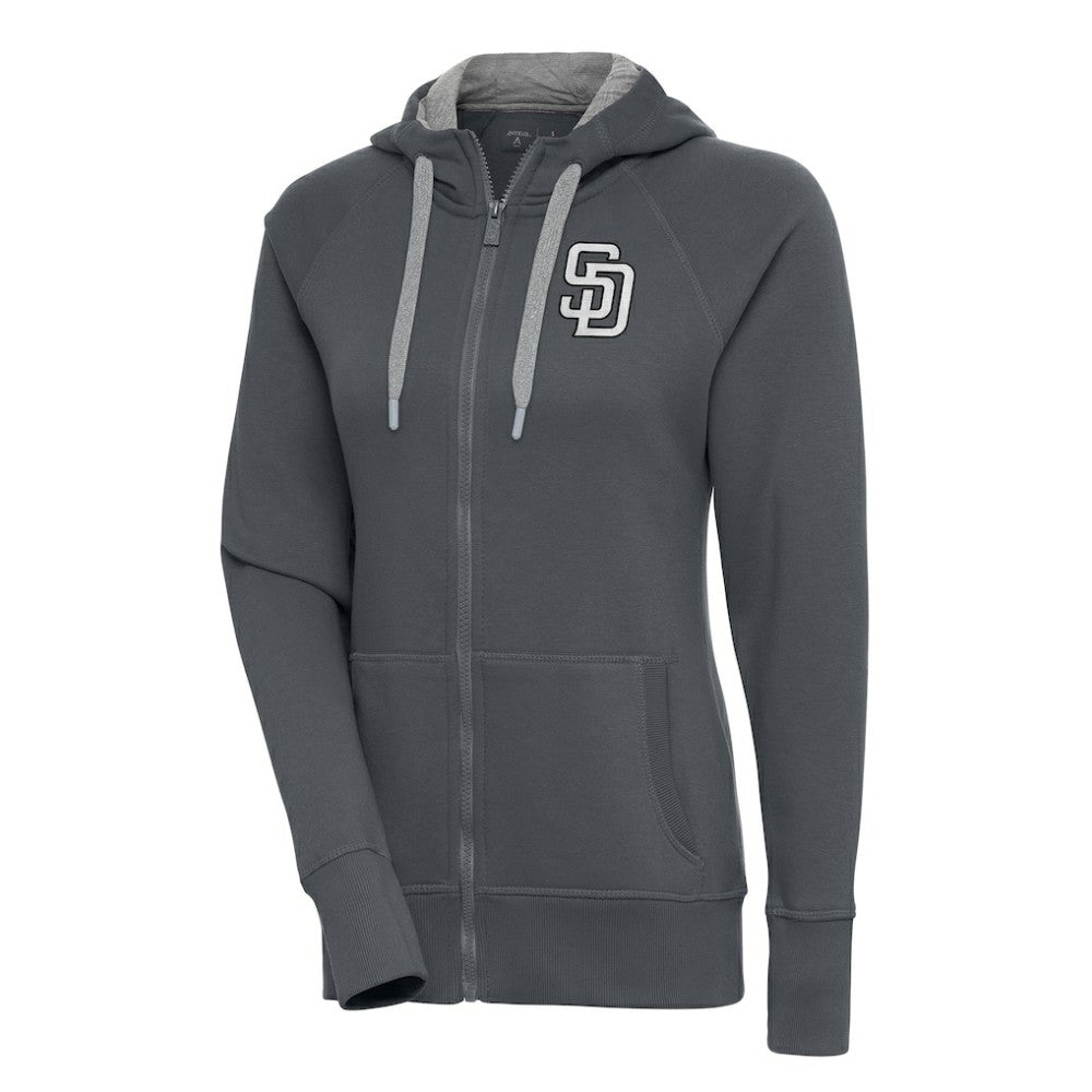 MLB San Diego Padres Antigua Women's Brushed Metallic Victory Full-Zip Hoodie