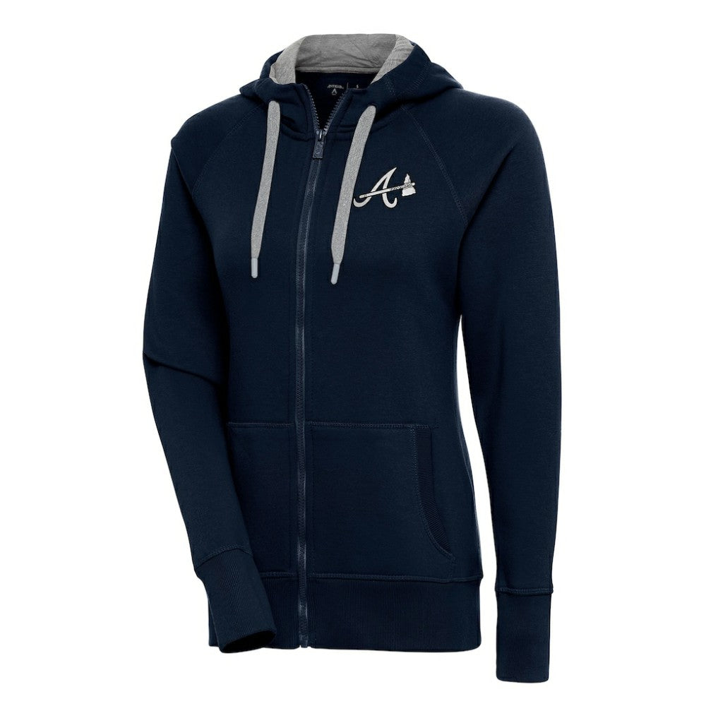 MLB Atlanta Braves Antigua Women's Brushed Metallic Victory Full-Zip Hoodie