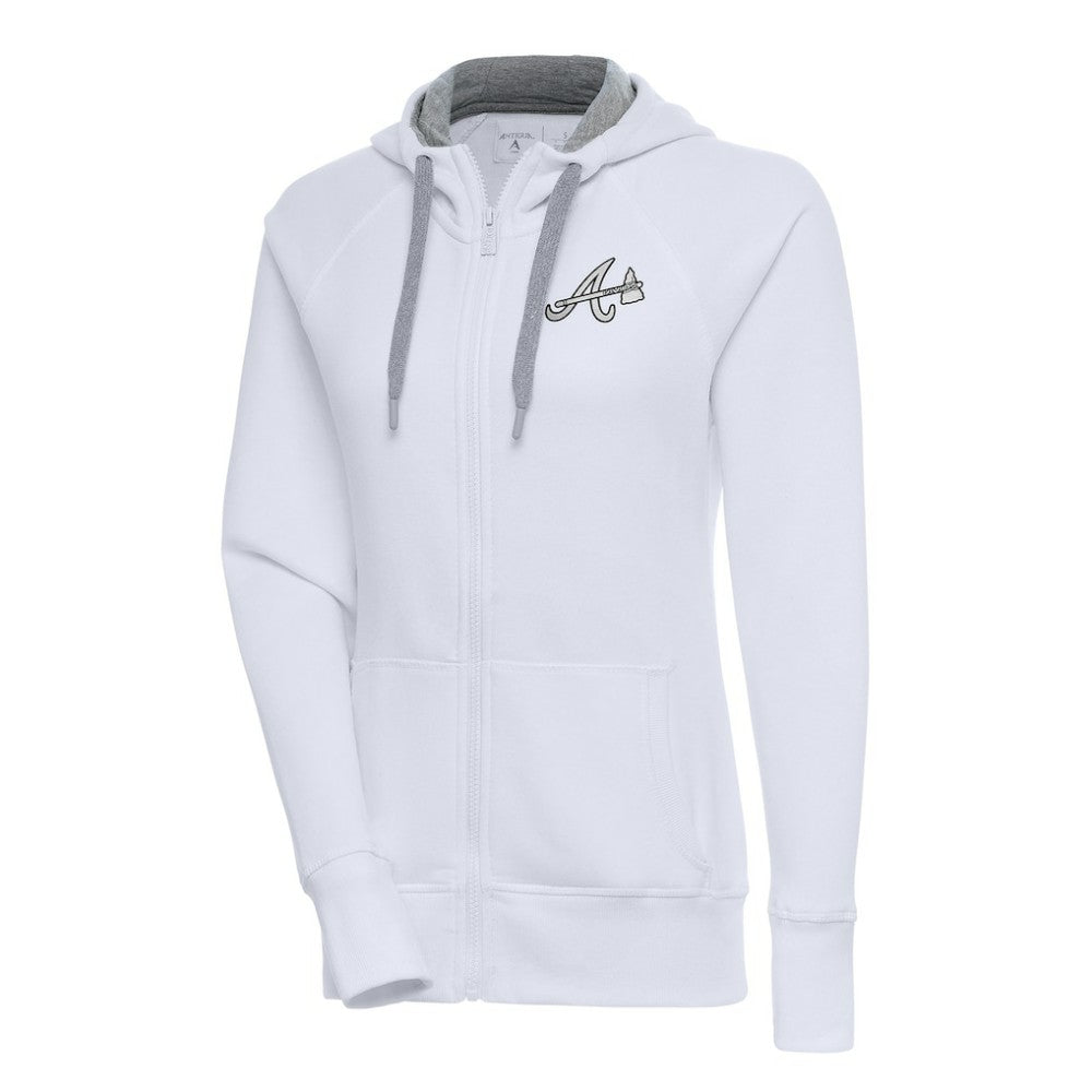 MLB Atlanta Braves Antigua Women's Brushed Metallic Victory Full-Zip Hoodie